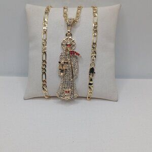 Iced Goldplated Holy death necklace